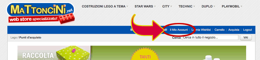 Accedi al tuo account su Mattoncini.net