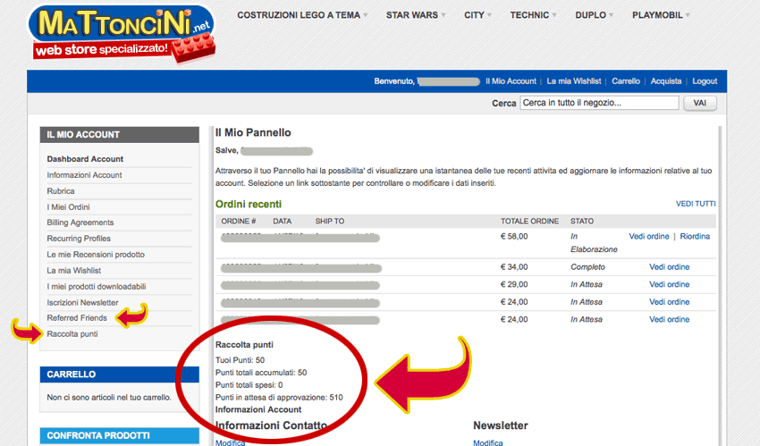 Controlla Punti d'Acquisto dal tuo Account LEGO