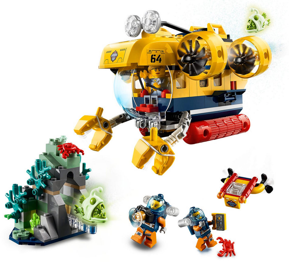 HOGOKIDS Set Costruzioni Sottomarino Con Luci LED - 3-in-1 Città Oceanica Con Squali, Scheletro Di Balena E Drone, Regalo Bambini 8-14 Anni - 2